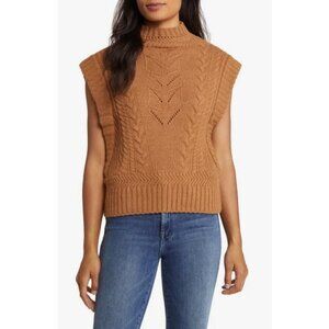 💕WIT & WISDOM💕 Cable Stitch Mock Neck Sweater Vest ~ Nutmeg Brown XL NWT
